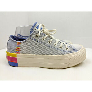 Converse Chuck Taylor All Star Lift Low Ranbow Sz 7 Ozone Blue